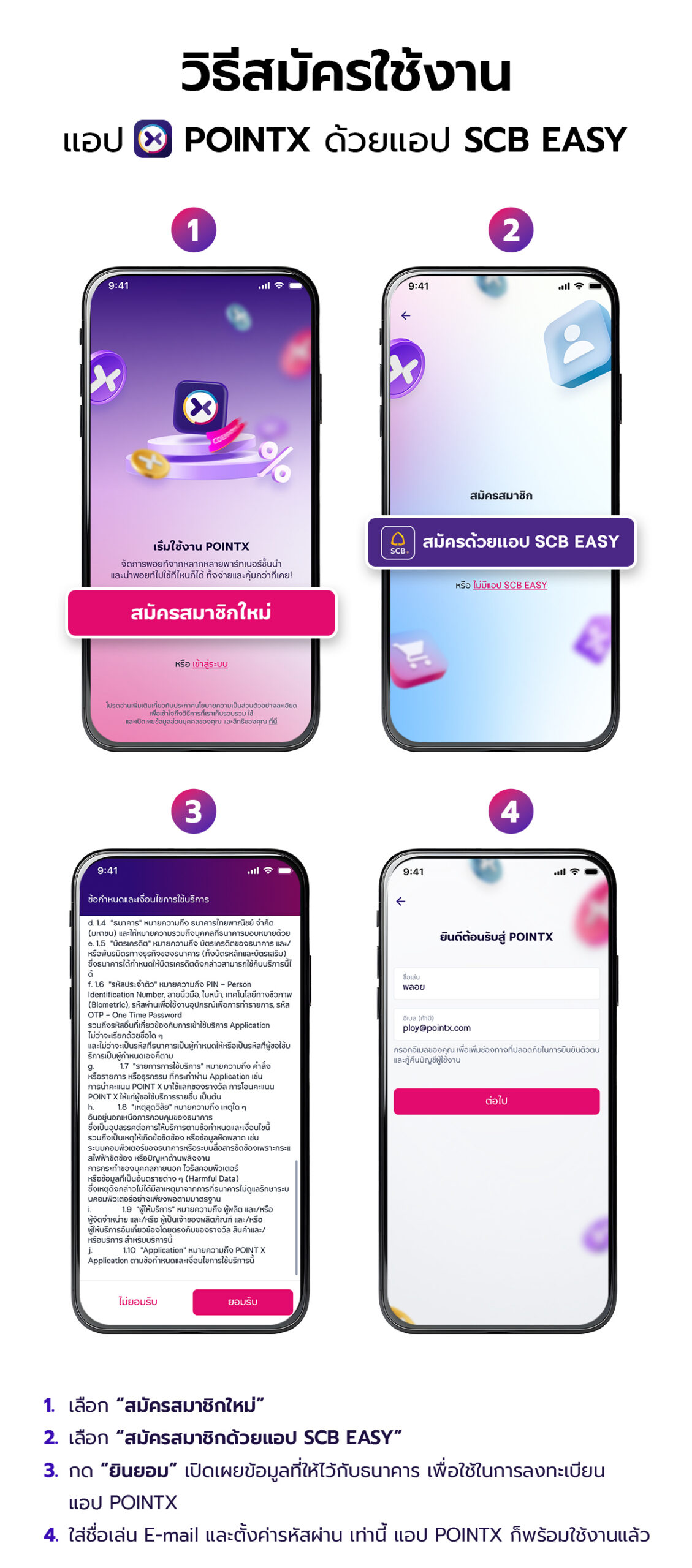 ลูกค้าบัตรเครดิต CardX รับ POINTX คืนสูงสุด 100% หรือ 1,150 คะแนน เมื่อสมัครใช้งาน POINTX App ครั้งแรก
